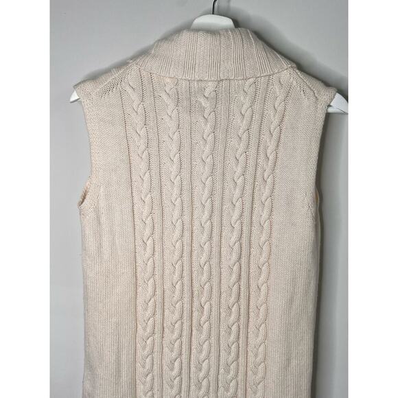 Lafayette 148 New York Cable-Knit Turtleneck Sweater Ivory Cream Women's Petite - Picture 5 of 8
